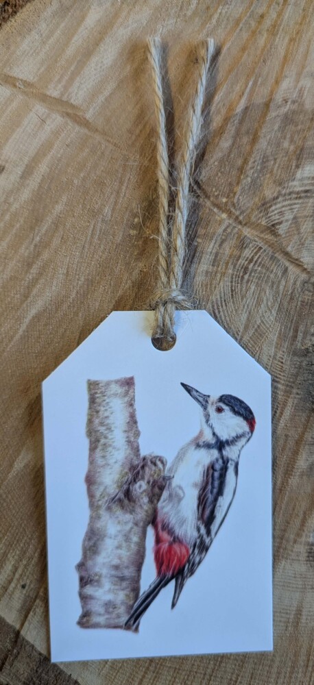 Great Spotted Woodpecker Gift Tag