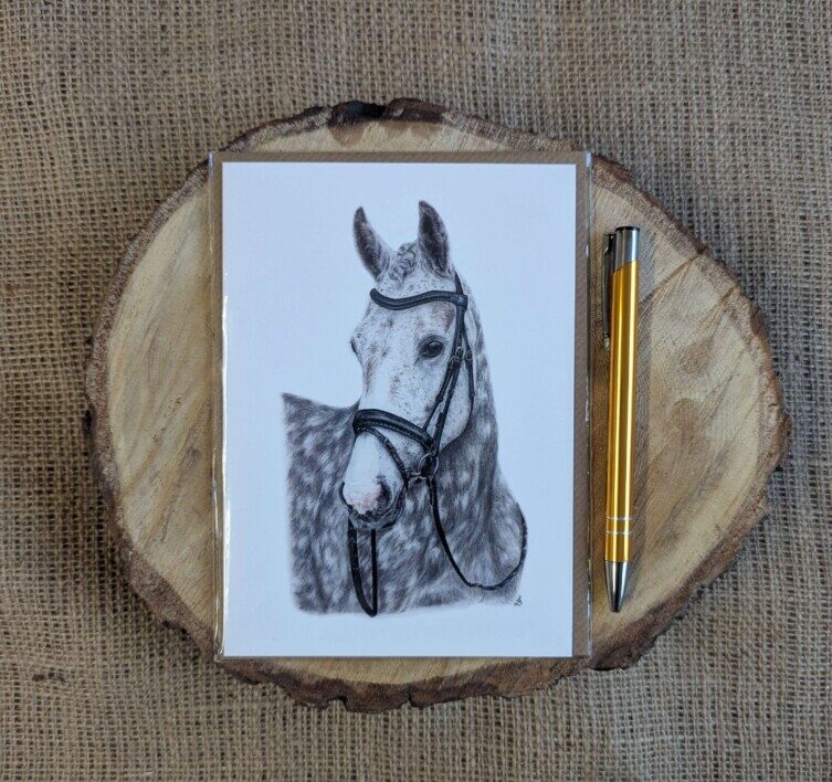 Dapple Grey Horse Portrait Card - Image 2