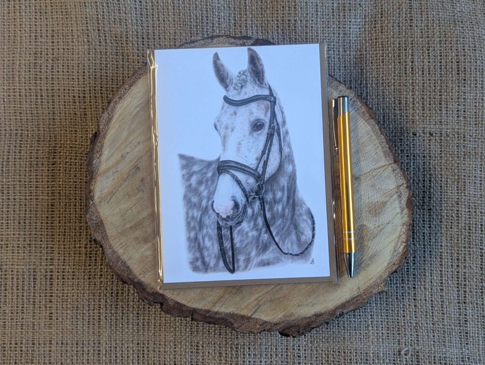 Dapple Grey Horse Portrait Card